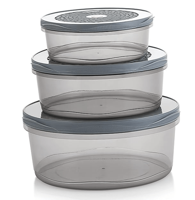 Nakoda Crystal Storage Container & Organizer Set for Kitchen, Refrigerator & Home Use,3 pcs set color may vary