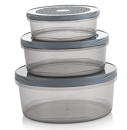 Nakoda Crystal Storage Container & Organizer Set for Kitchen, Refrigerator & Home Use,3 pcs set color may vary