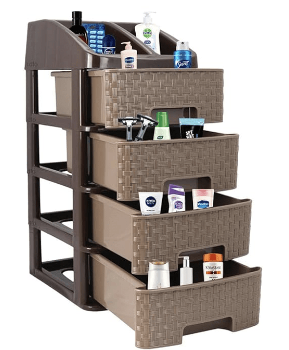 NAKODA Pride 4tier Plastic Modular Drawer System for Kitchen, Offices, Home, Hospitals, Schools, Doctors, Beauty Parlour, Saloons (Dimension Front w 17*Side l 20* H 30.5 cm)