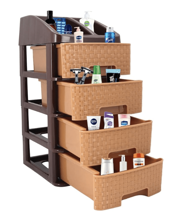 NAKODA Pride 4tier Plastic Modular Drawer System for Kitchen, Offices, Home, Hospitals, Schools, Doctors, Beauty Parlour, Saloons (Dimension Front w 17*Side l 20* H 30.5 cm)