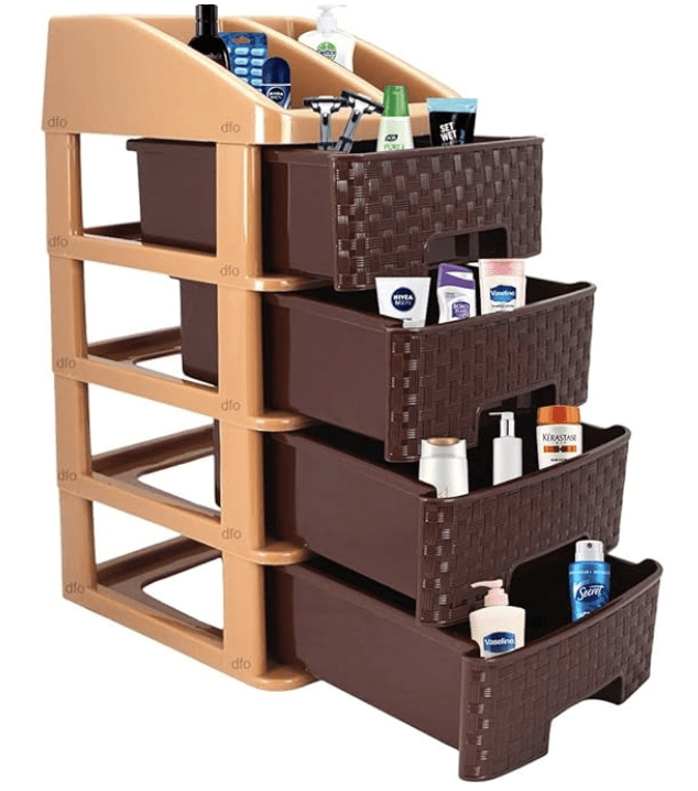 NAKODA Pride 4tier Plastic Modular Drawer System for Kitchen, Offices, Home, Hospitals, Schools, Doctors, Beauty Parlour, Saloons (Dimension Front w 17*Side l 20* H 30.5 cm)