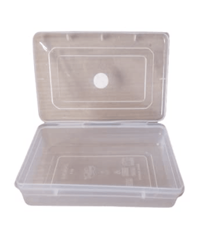 NAKODA Galaxy Clear Plastic Container for Storage, Organizer Box with Attached Lid Set of 4 Pcs (Small Size - 6.25 L x 4.72 W x 1.70 H inches)