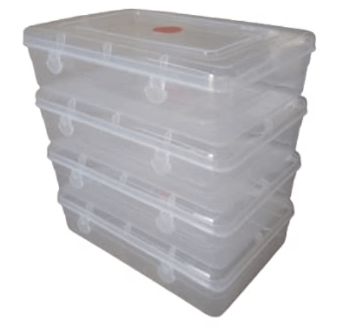 NAKODA Galaxy Plastic Organizer Box with Attached Lid - Clear, Medium, 8.10 x 5.50 x 2.05 inches