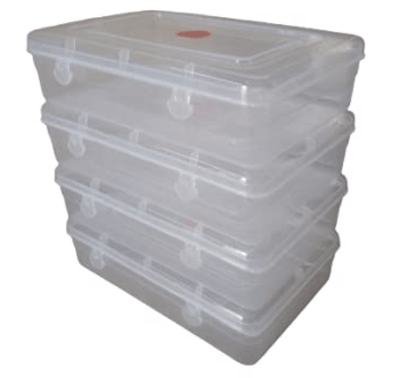 NAKODA Galaxy Plastic Organizer Box with Attached Lid - Clear, Medium, 8.10 x 5.50 x 2.05 inches