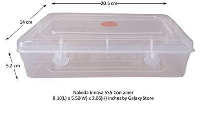 NAKODA Galaxy Plastic Organizer Box with Attached Lid - Clear, Medium, 8.10 x 5.50 x 2.05 inches
