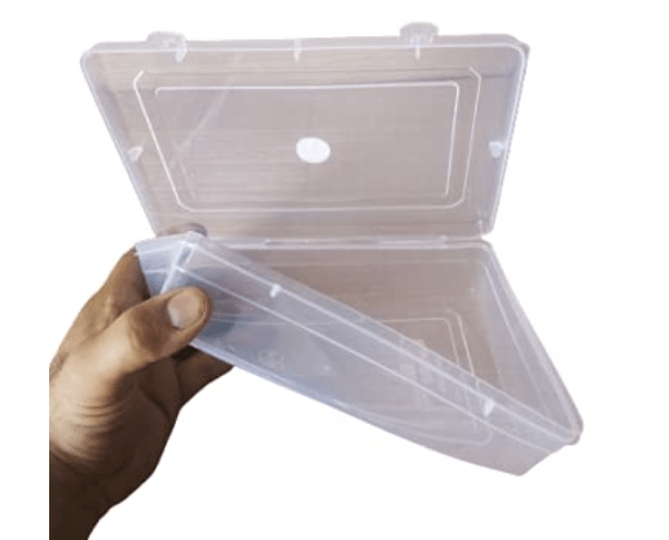 NAKODA Galaxy Plastic Organizer Box with Attached Lid - Clear, Medium, 8.10 x 5.50 x 2.05 inches