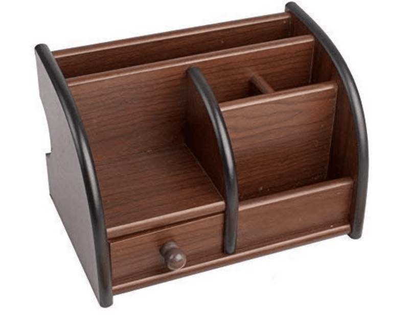 Pen HolderWooden Desk Organizer Pen/Pencil Stand with Drawer, Mobile Holder & Remote Stand for Office Desk/Table Storage Organizer Box, Pen Holder, Office Desk Accessories, Pen Stands for Office Use(1pcs)-1
