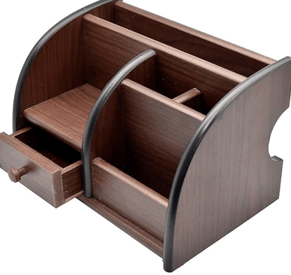 Pen HolderWooden Desk Organizer Pen/Pencil Stand with Drawer, Mobile Holder & Remote Stand for Office Desk/Table Storage Organizer Box, Pen Holder, Office Desk Accessories, Pen Stands for Office Use(1pcs)