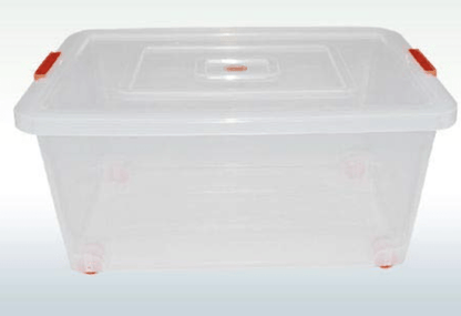 Nakoda 222 Rectangular Plastic Container Box with Lock And Wheel - (32 L, Transparent), (542 x 368 x 239)