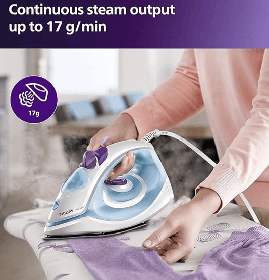 Philips Steam Iron GC1905/21 – 1300-watt, Black non-stick soleplate, Steam Rate of up to 17g/min