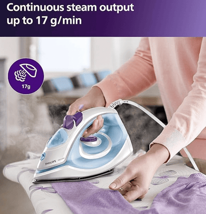 Philips Steam Iron GC1905/21 – 1300-watt, Black non-stick soleplate, Steam Rate of up to 17g/min