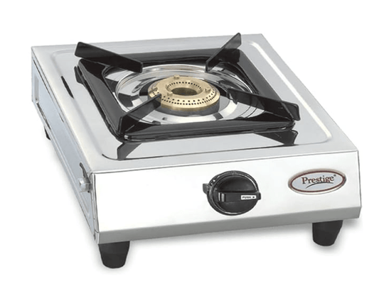 Prestige Gas Stove Prithvi - Single Burner, Silver, Manual Ignition, Stainless Steel