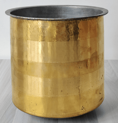 ANTIQUE BRASS TALL COOKING POT WITH TIN LINING-1