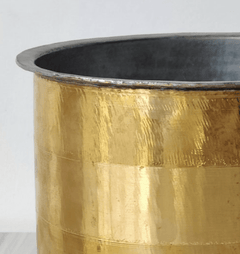 ANTIQUE BRASS TALL COOKING POT WITH TIN LINING-2