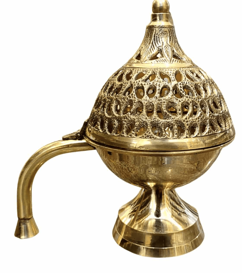 BRASS INCENSE BURNER WITH HANDLE