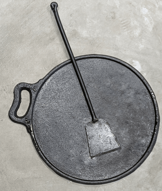 பருவப்படுத்தப்பட்ட வார்ப்பு இரும்பு தோசை தவா (12″) &amp; இரும்பு தோசை டர்னர் காம்போ