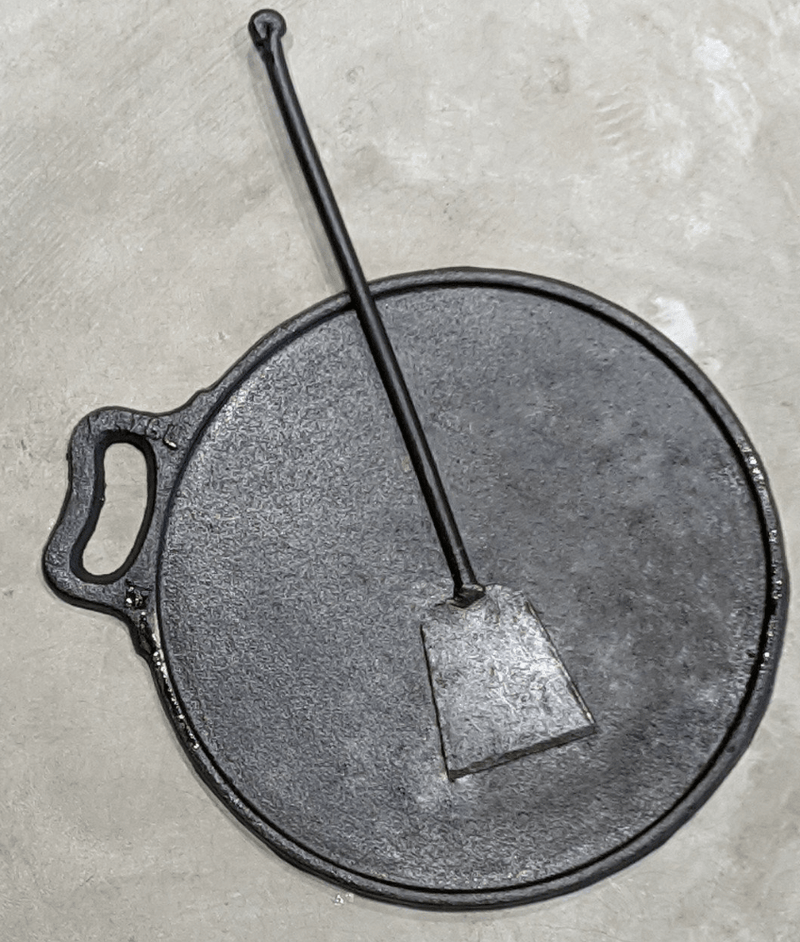 SEASONED CAST IRON DOSA TAWA (12″) & IRON DOSA TURNER COMBO-1