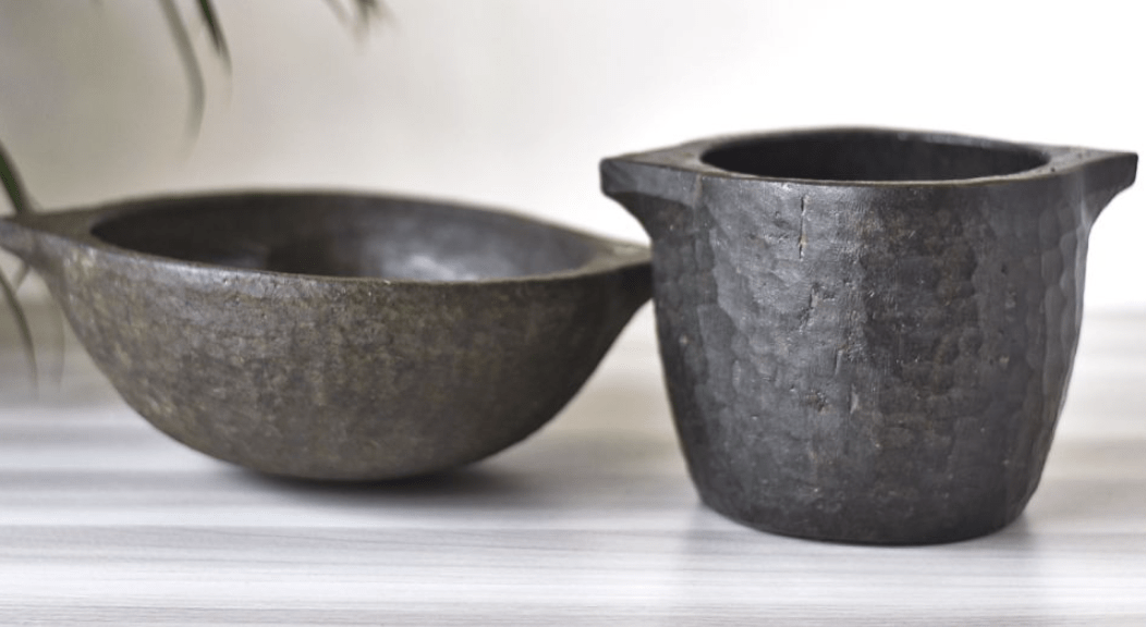 SEASONED SOAPSTONE COOK POT & SEASONED SOAPSTONE KADAI COMBO