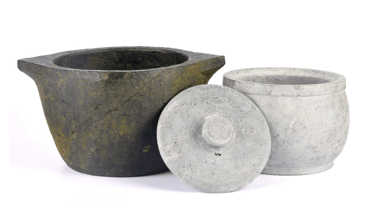 SEASONED SOAPSTONE COOK POT & SOAPSTONE CURD JAR COMBO