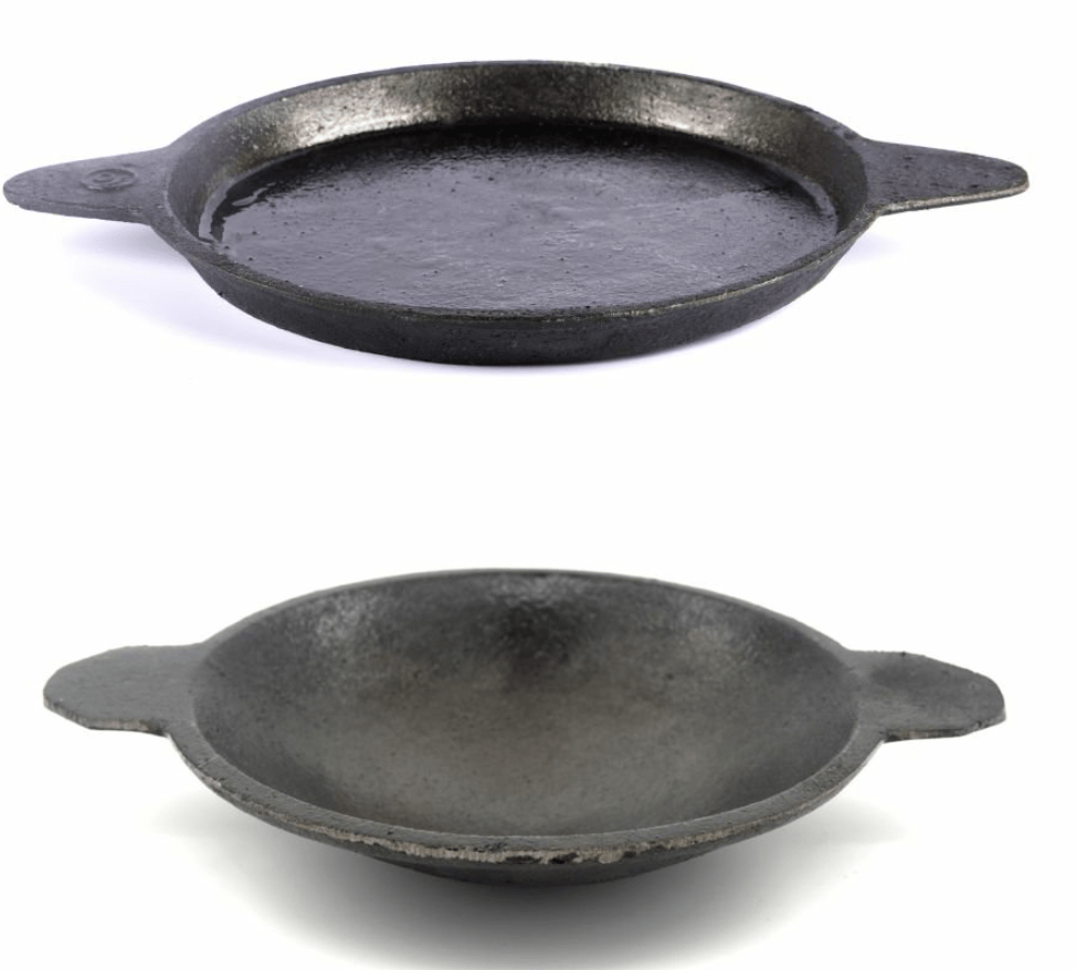 10″ பருவகால இரும்பு பொரியல் பான் &amp; பருவகால இரும்பு அப்ப கடை சேர்க்கை 