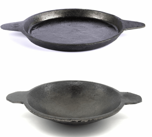 10″ பருவகால இரும்பு பொரியல் பான் &amp; பருவகால இரும்பு அப்ப கடை சேர்க்கை 