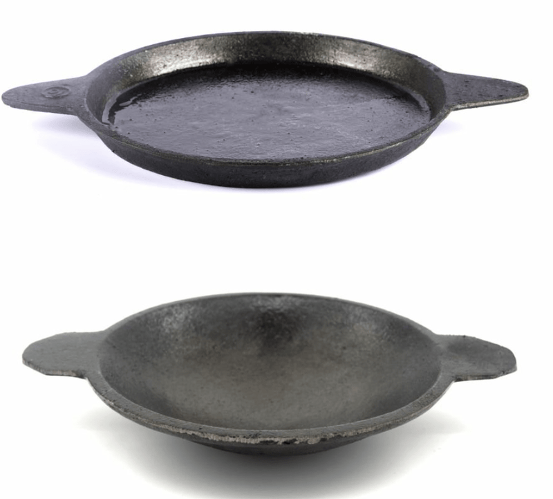 SEASONED CAST IRON FRY PAN 10″ & SEASONED CAST IRON APPA KADAI COMBO-1