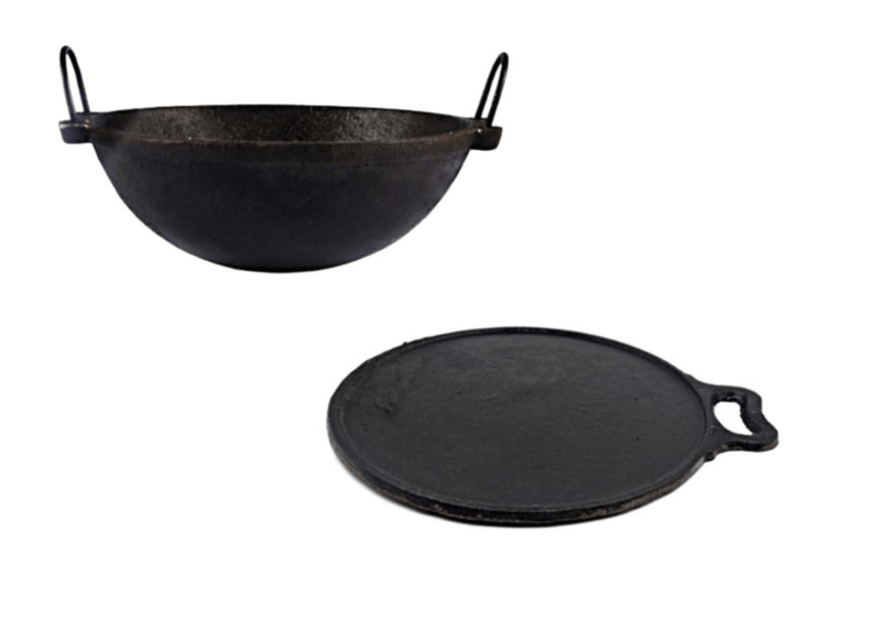 CAST IRON PAPADAM KADAI (7″) & OMELETTE TAWA (9″) COMBO-1