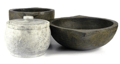 SEASONED SOAPSTONE COOK POT, SEASONED SOAPSTONE KADAI & SOAPSTONE CURD JAR COMBO-1