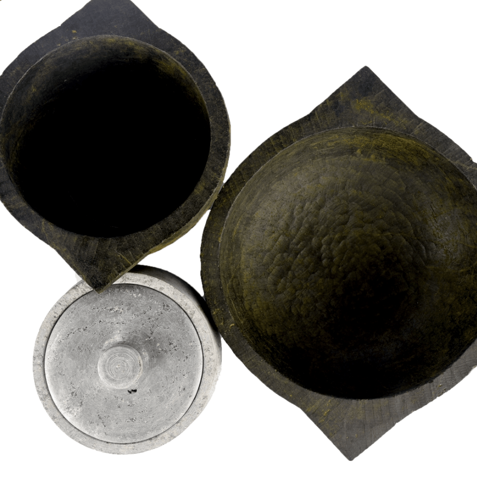 SEASONED SOAPSTONE COOK POT, SEASONED SOAPSTONE KADAI & SOAPSTONE CURD JAR COMBO