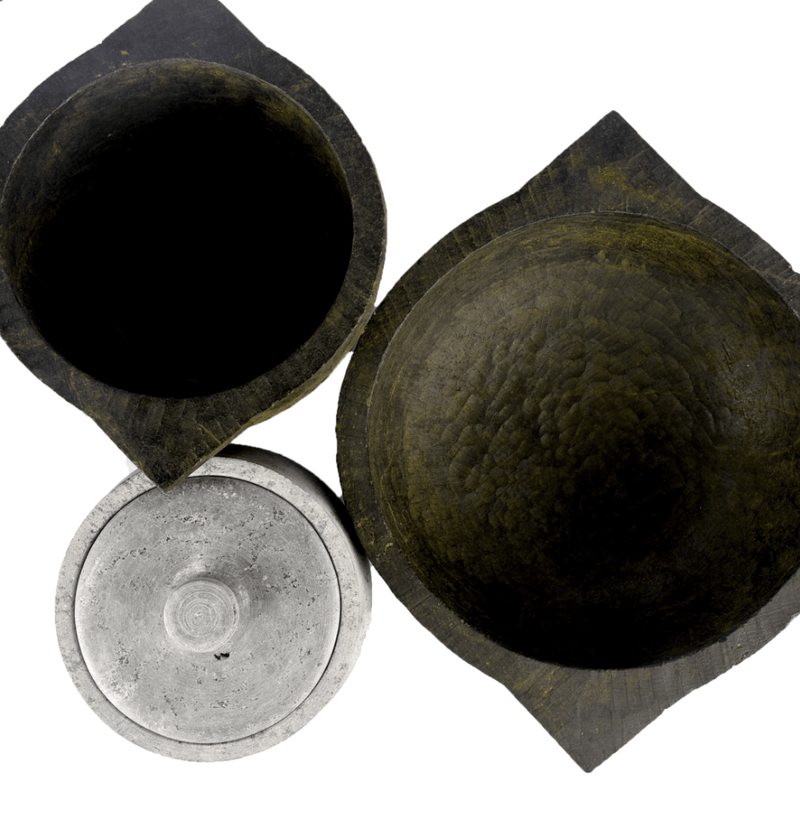 SEASONED SOAPSTONE COOK POT, SEASONED SOAPSTONE KADAI & SOAPSTONE CURD JAR COMBO-2