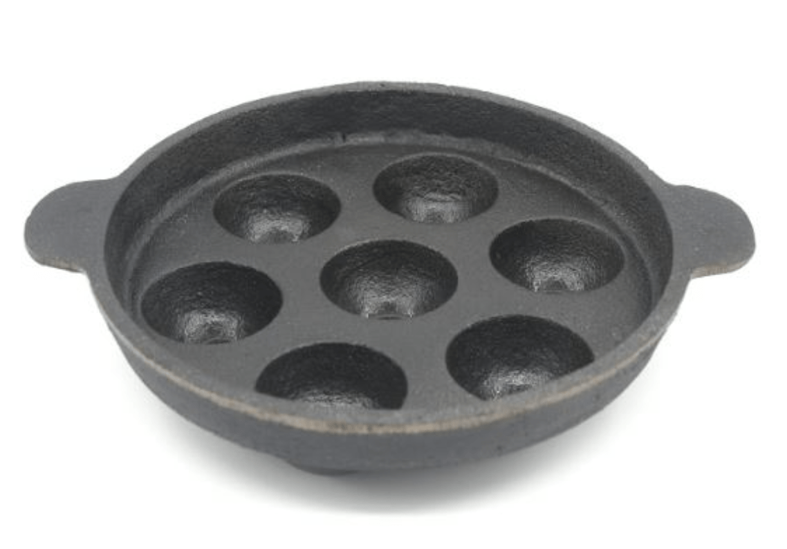 SEASONED CAST IRON PANIYARAM CHATTI FLAT BASE