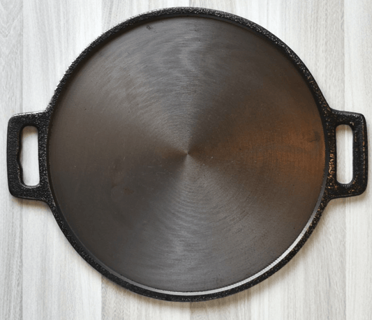 SEASONED CAST IRON FLAT DOSA TAWA WITH DOUBLE HANDLE