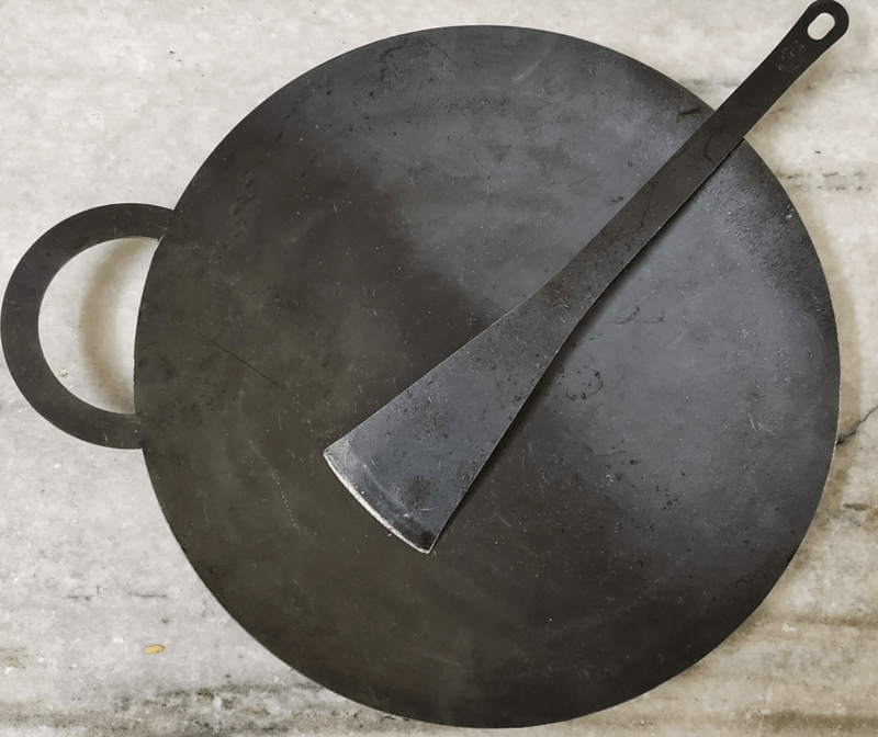 IRON DOSA TAWA DEEP WITH TURNER – SEASONED AND READY TO USE-1