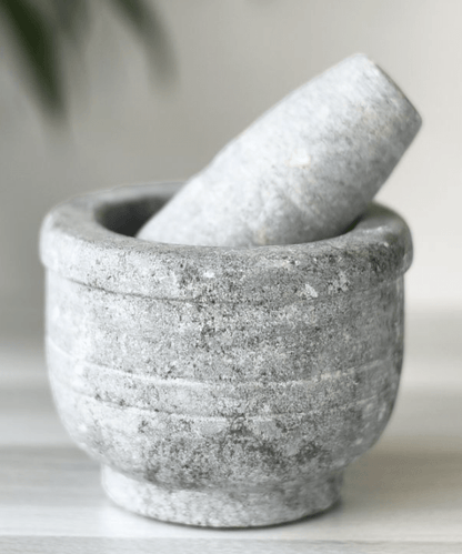 SOAPSTONE MORTAR AND PESTLE