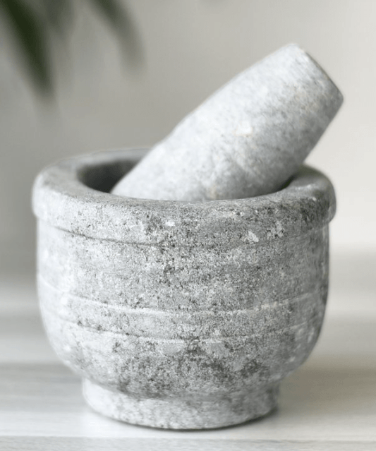 SOAPSTONE MORTAR AND PESTLE