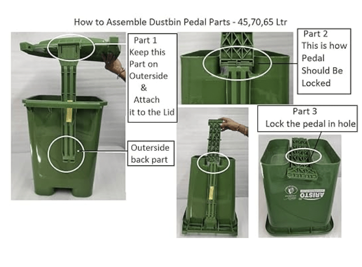 ARISTO Plastic Pedal Garbage Waste Dustbin 45 LTR (Green/Blue)