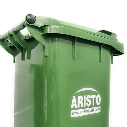 ARISTO Plastic Manual-Lift Garbage Waste Trash Bucket Dustbin with Wheels and Lid (120 L, Green