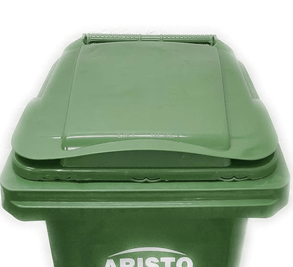 ARISTO Plastic Manual-Lift Garbage Waste Trash Bucket Dustbin with Wheels and Lid (120 L, Green