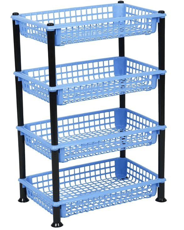 ARISTO Multipurpose Plastic Storage Rack 4 Shelf/Multi Purpose/Kitchen/Living Room/Rack (40.5 cm x 26.5 cm x 62 cm, Colour May Vary)