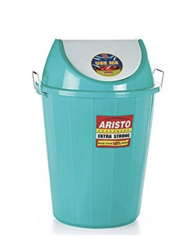 ARISTO Plastic Swing-Lid Garbage Waste Dustbin 32 L, (Green), (38(D) x 53.6 CM)
