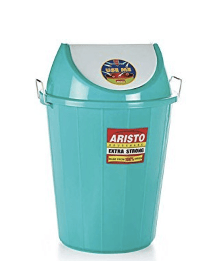 ARISTO Plastic Swing-Lid Garbage Waste Dustbin 32 L, (Green), (38(D) x 53.6 CM)