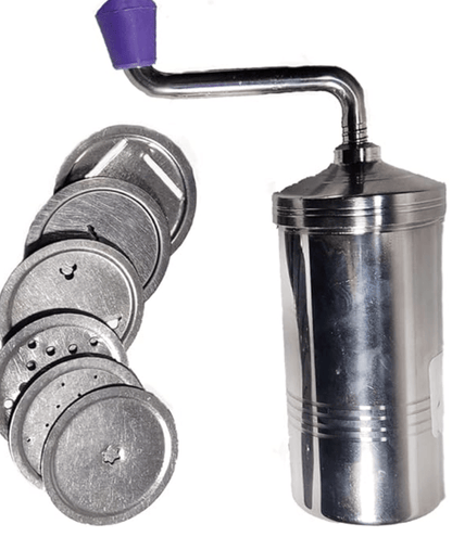 स्टील इडियप्पम मेकर प्रेस मेकर सेव सांचा मेकर सेवई नाज़ी मुरुक्कू गठिया नूल पुट्टू चकली मेकर 6 अलग-अलग जाली के साथ 