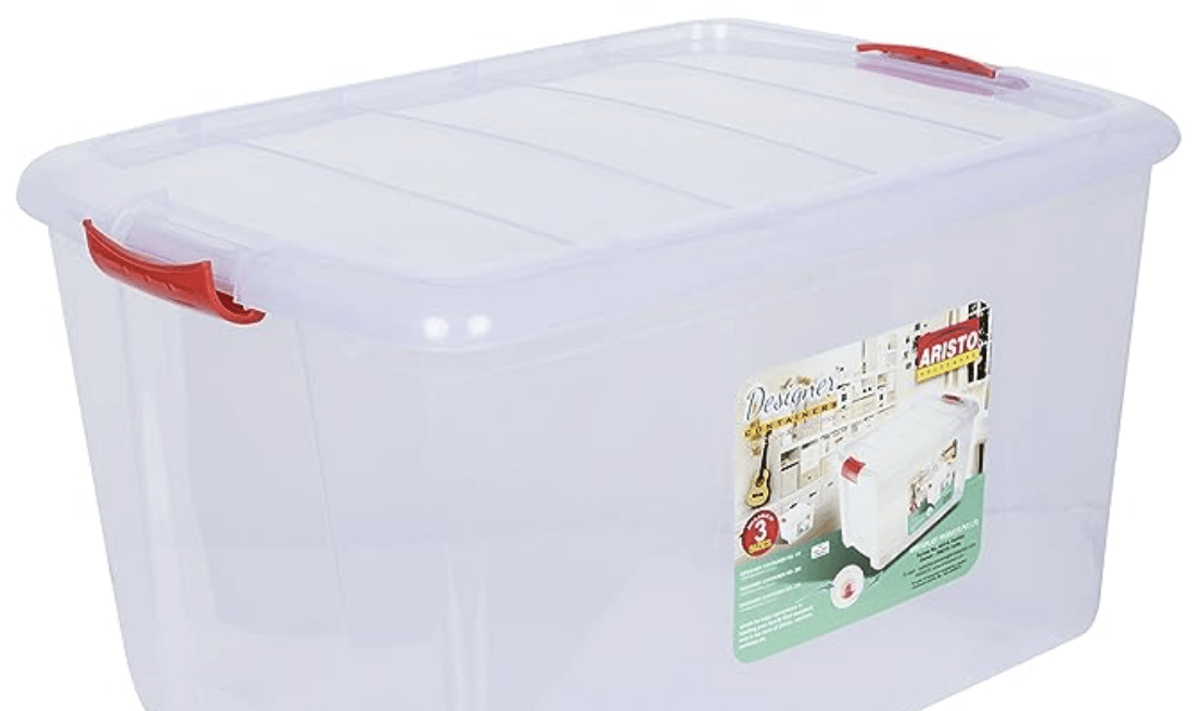 ARISTO Plastic Multipurpose Storage Container Box 45 L (54.5 x 40 x 33 cm, Clear) - Pack of 2, Rectangular