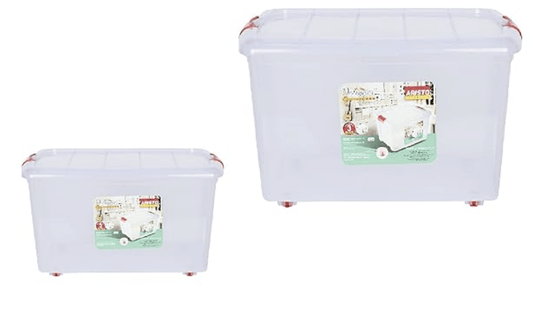 ARISTO Multipurpose Plastic Storage Box 45 Container (Transparent, 25L) - Pack of 2