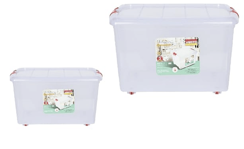 ARISTO Multipurpose Plastic Storage Box 45 Container (Transparent, 25L) - Pack of 2-1