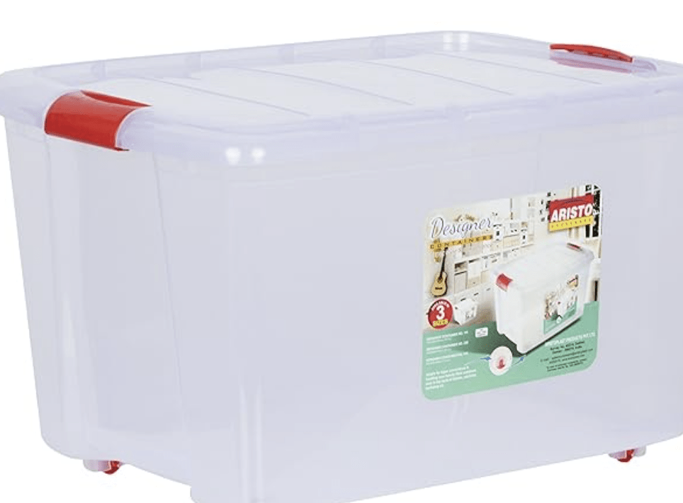 ARISTO Multipurpose Plastic Storage Box 45 Container (Transparent, 25L) - Pack of 2