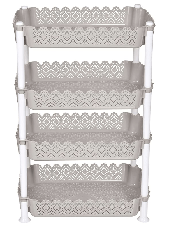 ARISTO Plastic Storage Rack 4 Shelfs, Grey (1 Piece), Medium (VR10932), (40.5 x 26.5 x 61 Cm)