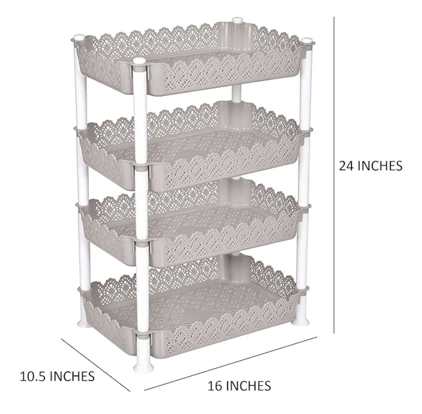 ARISTO Plastic Storage Rack 4 Shelfs, Grey (1 Piece), Medium (VR10932), (40.5 x 26.5 x 61 Cm)