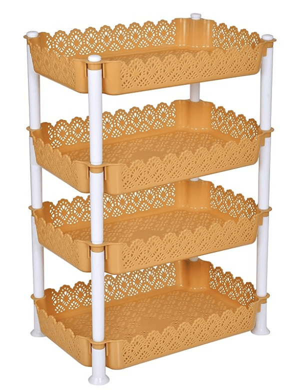 ARISTO Plastic Storage Rack 4 Shelfs, Brown (1 Piece), Medium (VR10931)