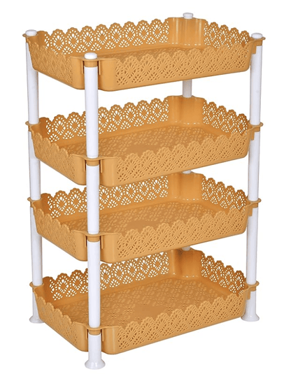 ARISTO Plastic Storage Rack 4 Shelfs, Brown (1 Piece), Medium (VR10931)